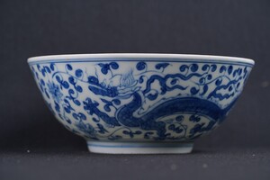 【積古】中国古美術 明時代 青花 茶碗 青花 古玩 骨董 美術品 骨董品 時代物 古美術 唐物 当時物 置物 