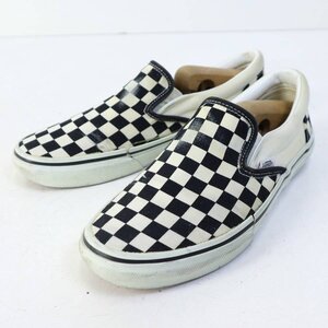 VANS バンズ 26.0cm クラシック スリッポン スニーカー チェッカーフラッグ ブラック×ホワイト 訳あり★986v25