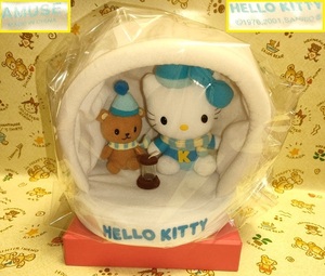 【稀少】＊超レア＊2001年＊未使用＊HELLO KITTY＊レトロ＊かまくら＊キティ＆くまさん＊かまくら＊ぬいぐるみ＊オルゴール＊ライト＊雪＊