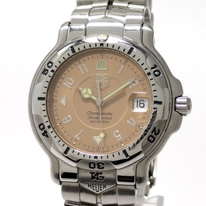 【中古】TAG HEUER 6000シリーズ プロフェッショナル200 メンズ 腕時計 自動巻き SS ピンク ベージュ文字盤 WH5115