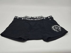 Θ未使用品【CHROME HEARTS クロムハーツ ショート ボクサー パンツ 黒 ホワイトロゴ 下着 ブリーフ Mサイズ メンズ】HM1492