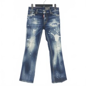 未使用品 ディースクエアード DSQUARED2 22SS BELL BOTTOM JEAN ベルボトムジーンズ ストレッチ フレアデニムパンツ ダメージ加工 36 青