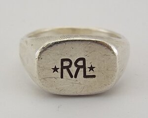 T3905〇RRL/DOUBLE RL RALPH LAUREN/ダブルアールエル ラルフローレン シルバー リング RRL ロゴ SILVER 925 21～22号