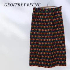 GEOFFREY BEENE★美品 タイトスカート花柄 薄手シルク100%レトロ