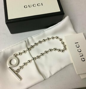 ◆GUCCI グッチ メンズサイズ 21 シルバー ボールチェーン ブレスレット シルバー 箱完備　美品