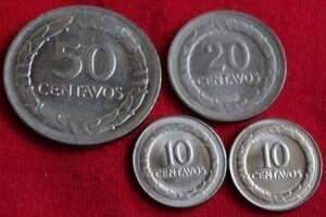 コロンビア　４枚セット　50センタボ　他　コイン 硬貨