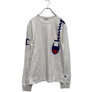 Champion 長袖 プリントTシャツ S ホワイト 袖ロゴ 袖プリント ロンT ロングTシャツ 古着卸 アメリカ仕入 a603-5935