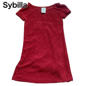 【1円～】Sybilla シビラ 半袖ワンピース ツイード 赤レッド40 L インナー付き