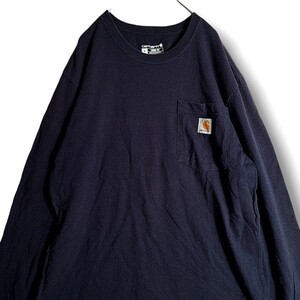 ab カーハート メンズ ロンT S サイズ 胸ポケット オーバーサイズ　 長袖 ロゴ刺繍 長袖Tシャツ Carhartt まとめ レトロ 