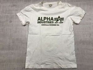 アルファ インダストリーズ ALPHA INDUSTRIES エドウィン製 EDWIN アメカジ ミリタリー 半袖Tシャツ カットソー メンズ ロゴプリント M 白