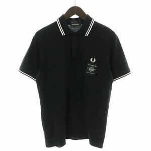 フレッドペリー FRED PERRY × ART COMES FIRST アートカムズファースト ポロシャツ 半袖 コットン 38 M 黒 ブラック SM1400