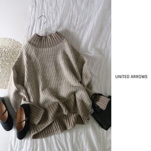 新品☆ユナイテッドアローズ UNITED ARROWS☆洗える ミニケーブル ハイネックニット☆A-O 0163