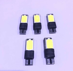 12V 超明るい T10 LED 両面COB（極厚COB） ポジション 白　5個セット　アルファード ヴェルファイア プリウス バイク　軽自動車などにも