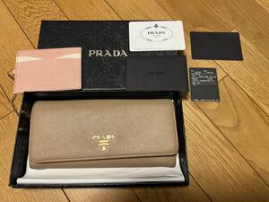 PRADA プラダ 長財布 サフィアーノ マルチカラー ベージュ ピンク