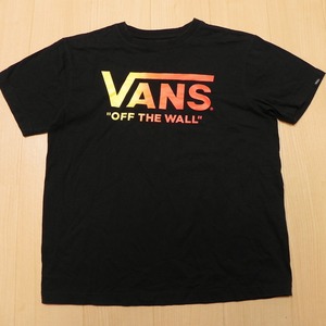 《良品◎》VANS バンズ ★ ビッグロゴ デザイン 半袖 Tシャツ サイズ M (黒 ブラック) 古着 ◆c