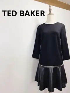 【ほぼ新品】TED BAKER ブラックレザーワンピース089