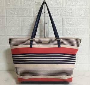 no22716 kate spade new york ケイトスペード キャンバス 本革 レザー 牛革 肩掛けショルダー トート バッグ ☆