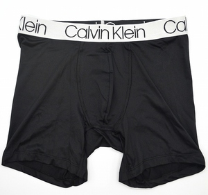 ★【Calvin Klein カルバン・クライン】ウエストゴムシルバー（光沢グレー） Microfiber ボクサーパンツ ブラック Sサイズ（USサイズ）