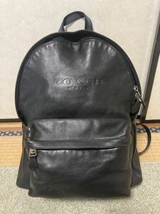 1円〜 COACH コーチ リュック レザー バックパック 大容量 メンズ レディース 兼用 ボストンバッグ ショルダーバッグ 黒 ブラック 