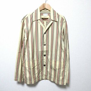 美品 Paul Smith ポールスミス イタリア製生地使用 ストライプ柄 シャツジャケット Mサイズ アイボリー ◆