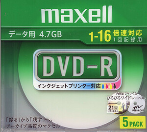 maxell データ用DVD-R DR47WPD.S1P5S A DVD-R 16倍速 5枚組 [管理:1000025778]