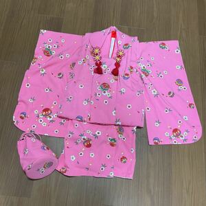 七五三　着物　三歳　女の子　ピンク　巾着
