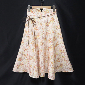 #anc SALE ジルスチュアート JILL STUART スカート M 花柄 ウエストリボン フレア レディース [764990]