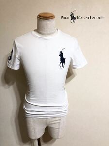 【良品】 Polo Ralph Lauren ポロラルフローレン ビッグポニー クルーネック Tシャツ トップス サイズXS 半袖 白 165/88A カスタムフィット