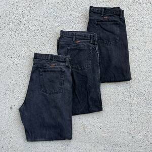 ≪W40≫ US古着 RUSTLER ラスラー ブラックデニムパンツ 3本セット まとめ売り 古着 卸 vintage 卸売りwrangler #６