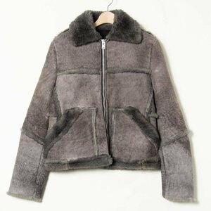 【1円スタート】Schott ショット ムートンコート ジャケット 革ジャン レザージャケット アウター アメカジ クラシカル 灰色 グレー 38