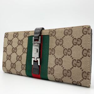 1円 グッチ GUCCI 長財布 ラウンドファスナー ジップ ウォレット ジャッキー シェリーライン GGキャンバス メンズ レザー 