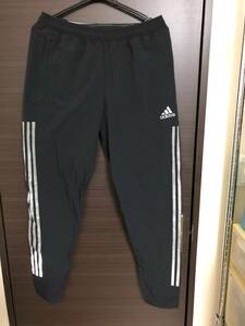 adidas アディダス climalite ナイロンパンツ ボトムス ウインドブレーカー 黒 Oサイズ（used）サッカー、フットサル、合宿、部活、ジム～