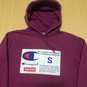 Supreme ×Champion シュプリーム　パーカー スウェット プルオーバー Supreme Champion Label Hooded Sweatshirt Bright Purple 