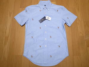 【送料無料 即決】POLO RALPH LAUREN ポロ ラルフ MULTI PONYマルチポニーOXFORD SHIRT半袖オクスフォードシャツCLASSIC FIT ブルー XS新品