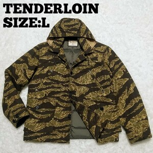 TENDERLOIN◆タイガーカモ ダウンジャケット L/メンズ テンダーロイン 日本製 アメカジ ミリタリージャケット ブルゾン カモフラ 迷彩 西浦