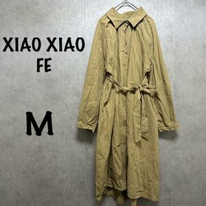 【XIAO XIAO FE】ロングシャツ（M）シャツワンピース＊腰ヒモ＊ベージュ