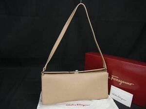 1円 ■極美品■ Salvatore Ferragamo フェラガモ AU-21 5429 ガンチーニ レザー ワンハンドル ハンドバッグ ライトブラウン系 FH0984