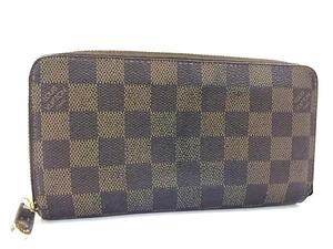 1円 LOUIS VUITTON ルイヴィトン N60015 ダミエ ジッピーウォレット ラウンドファスナー 長財布 小銭入れ 札入れ ブラウン系 FI4189