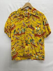 20250115【SUN SURF】サンサーフ RAYON HAWAIIAN SHIRT HAWAIIAN HULA レーヨン ハワイアンシャツ フラ S アロハシャツ 総柄 SS37771