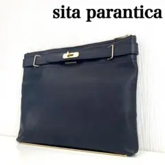 sita parantica⭐️良品⭐️レザー　クラッチバッグ　ゴールドターンロック