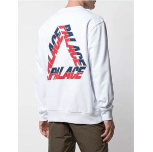 PALACE/パレス/SPLIT P3 CREW/両面プリント/クルーネックスウェットシャツ/ホワイト/良質肉厚生地/トライアングルロゴ/Mサイズ