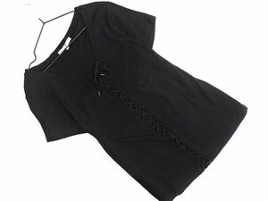 23区 レースアップ Tシャツ size38/黒 ■◆ ☆ efc1 レディース