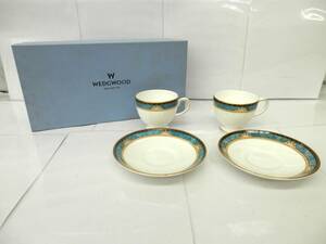 ●【未使用】WEDGEWOOD CURZON ウェッジウッド カーゾン ティーカップ ソーサー 2個セット 食器 カトラリー 