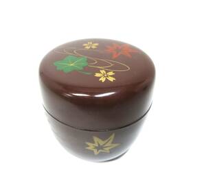 棗　朱（古代朱）　紅葉　金彩　№0819C　茶器　茶道具　★岡山発送★（広島発送品同梱不可）