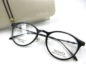 【MK】☆SOPO ソポ メガネフレーム SOPO-5120-3 47□19-138 Col.3 T-βチタン F:高密度アセテート ブラック×クリア ケース付き 未使用品