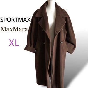 MAX MARA マックスマーラ SPORTMAX スポーツマックス 厚地 ダブル ウール ロング コート イタリア製 大きいサイズ42 XL ブラウン