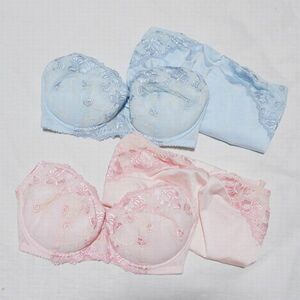 未使用 D75L 薔薇刺繍ブラ&ショーツ2セット 産前授乳 ワンタッチオープン マタニティ