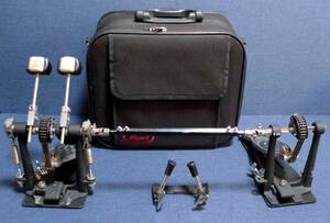 PEARL DOUBLE PEDAL COMPLETE　P-1002 / P-1002LP-1001 ＋ PS-85＝ペダルスタビライザー（別売品・付属）ケース付属 動作品！