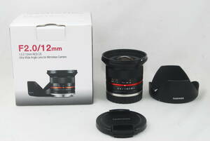 ★極美品★SAMYANG サムヤン12mm F2.0 NCS CS ソニー SONY Eマウント ブラック 元箱付き♪