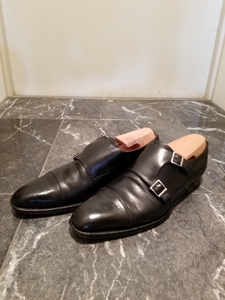 MEERMIN メルミン◆メンズ◆27.0cm~27.5cm◆ダブルモンク◆黒 ブラック◆革靴◆ドレスシューズ ビジネスシューズ◆中古